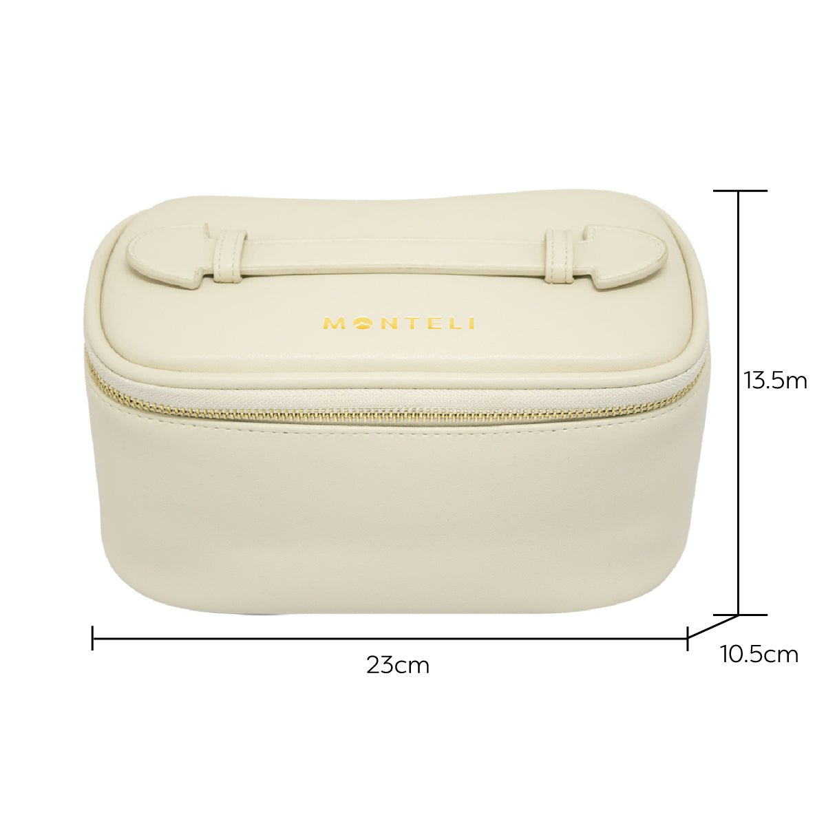 COSMETIQUERA NAPOLI 23CM DE PU BEIGE ESPEJO