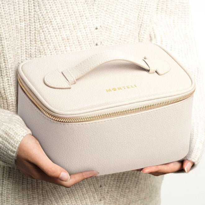 COSMETIQUERA NAPOLI DE PU BEIGE ESPEJO - Monteli