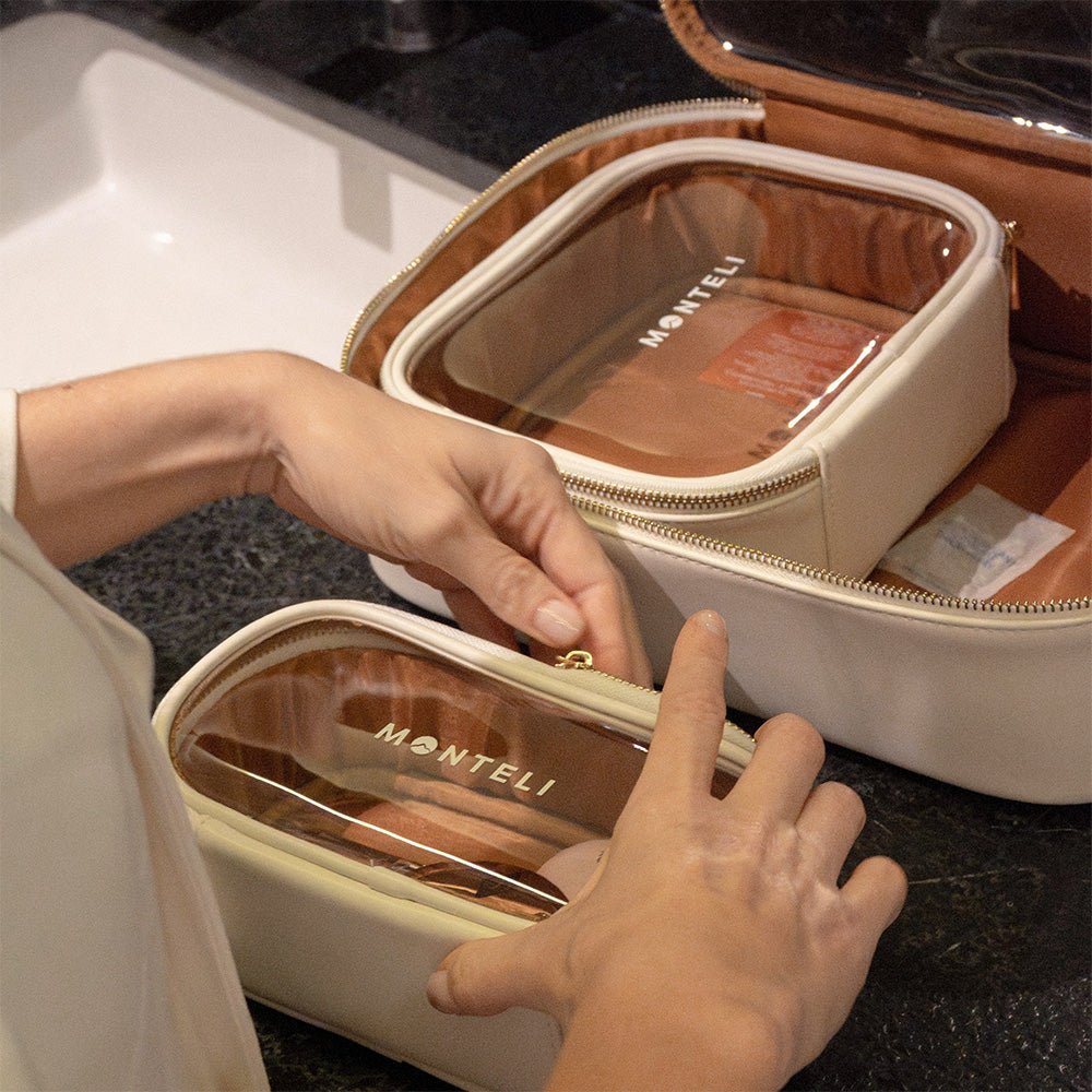 COSMETIQUERAS VENECIA JUEGO DE 3 DE PU BEIGE - Monteli