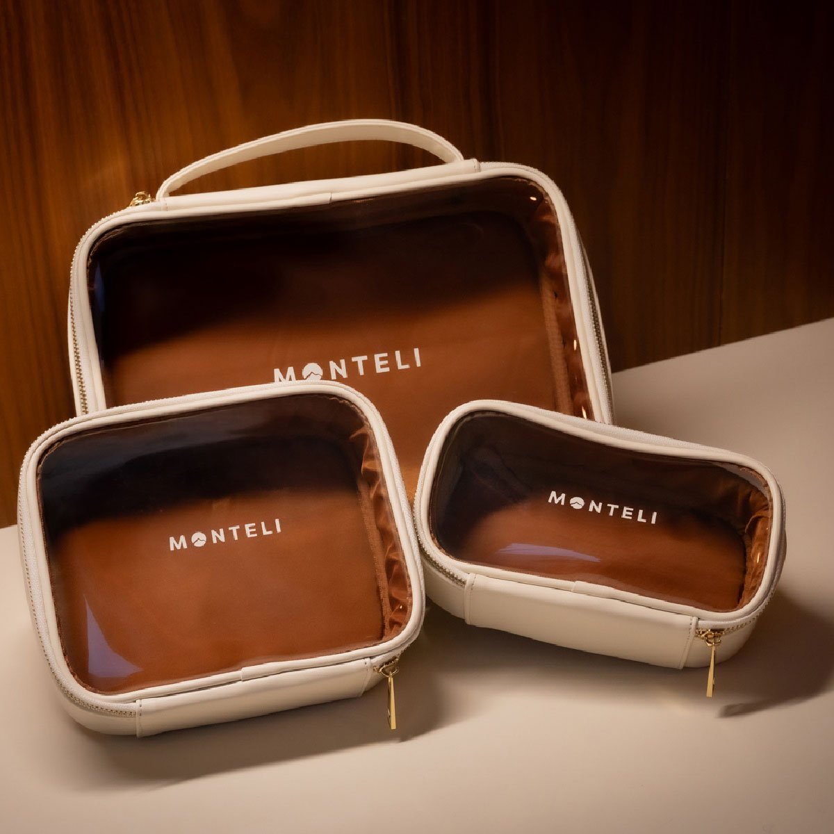 COSMETIQUERAS VENECIA JUEGO DE 3 DE PU BEIGE