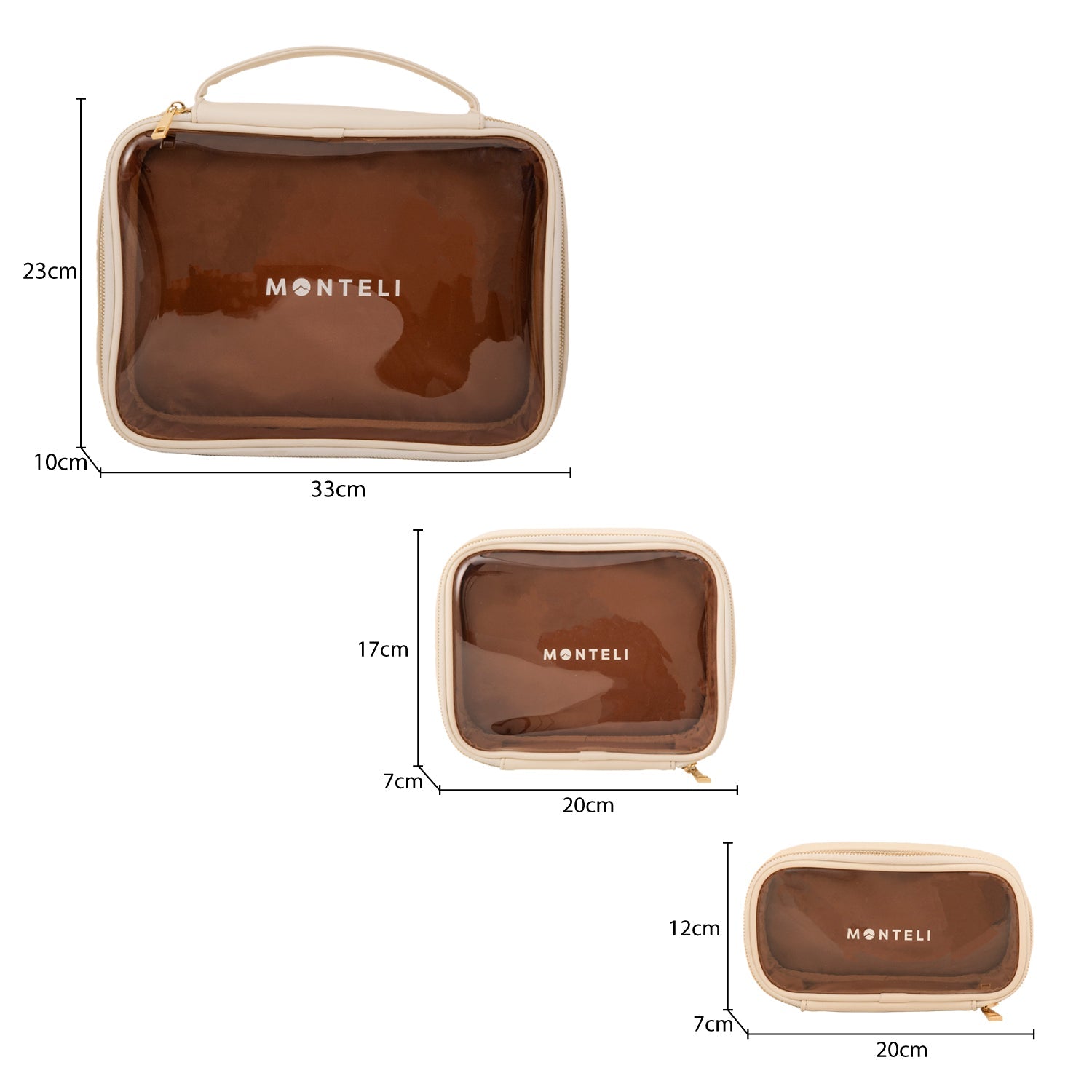 COSMETIQUERAS VENECIA JUEGO DE 3 DE PU BEIGE - Monteli