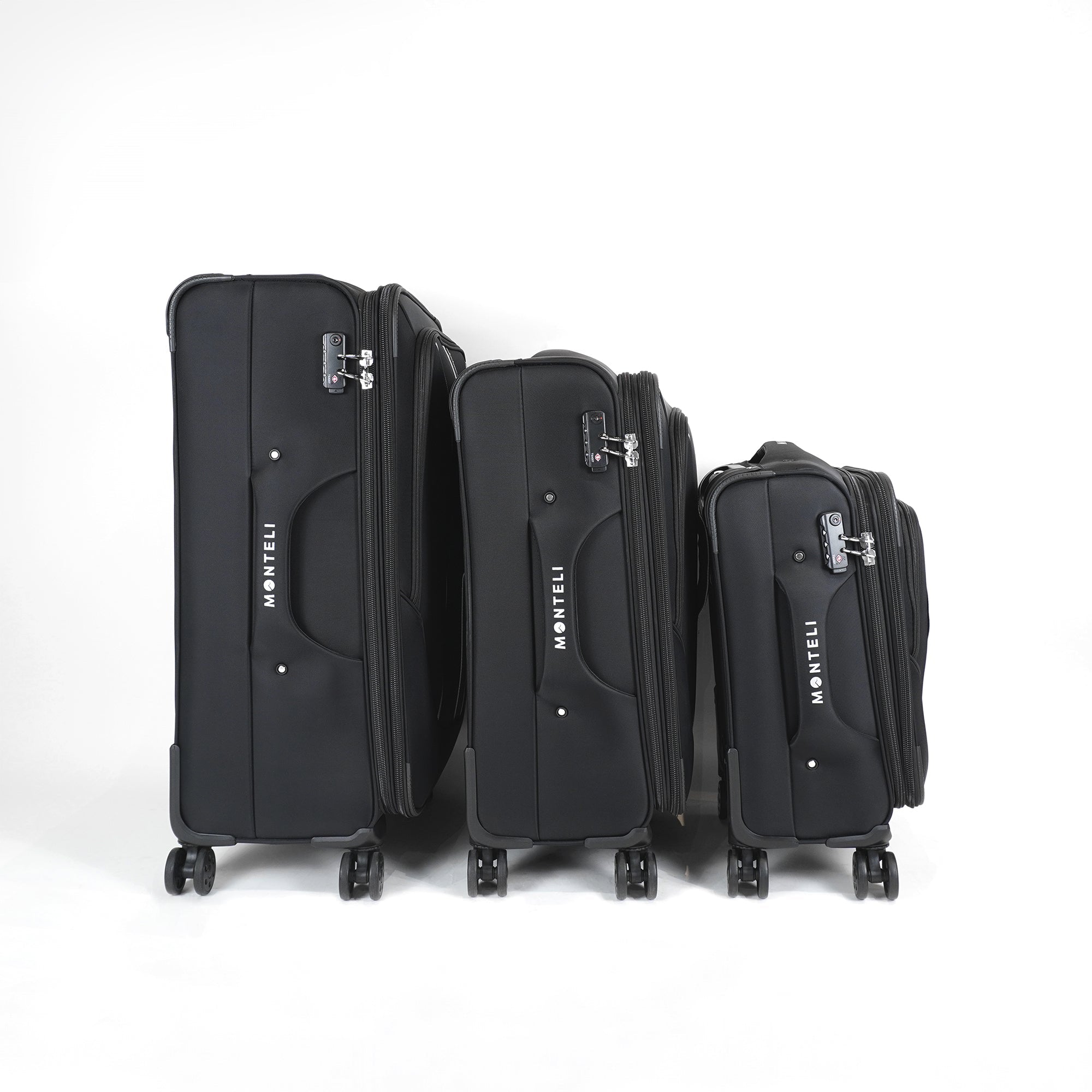 SET DE 3 MALETAS DE TELA 20" 24" 28" CANDADO TSA - Monteli