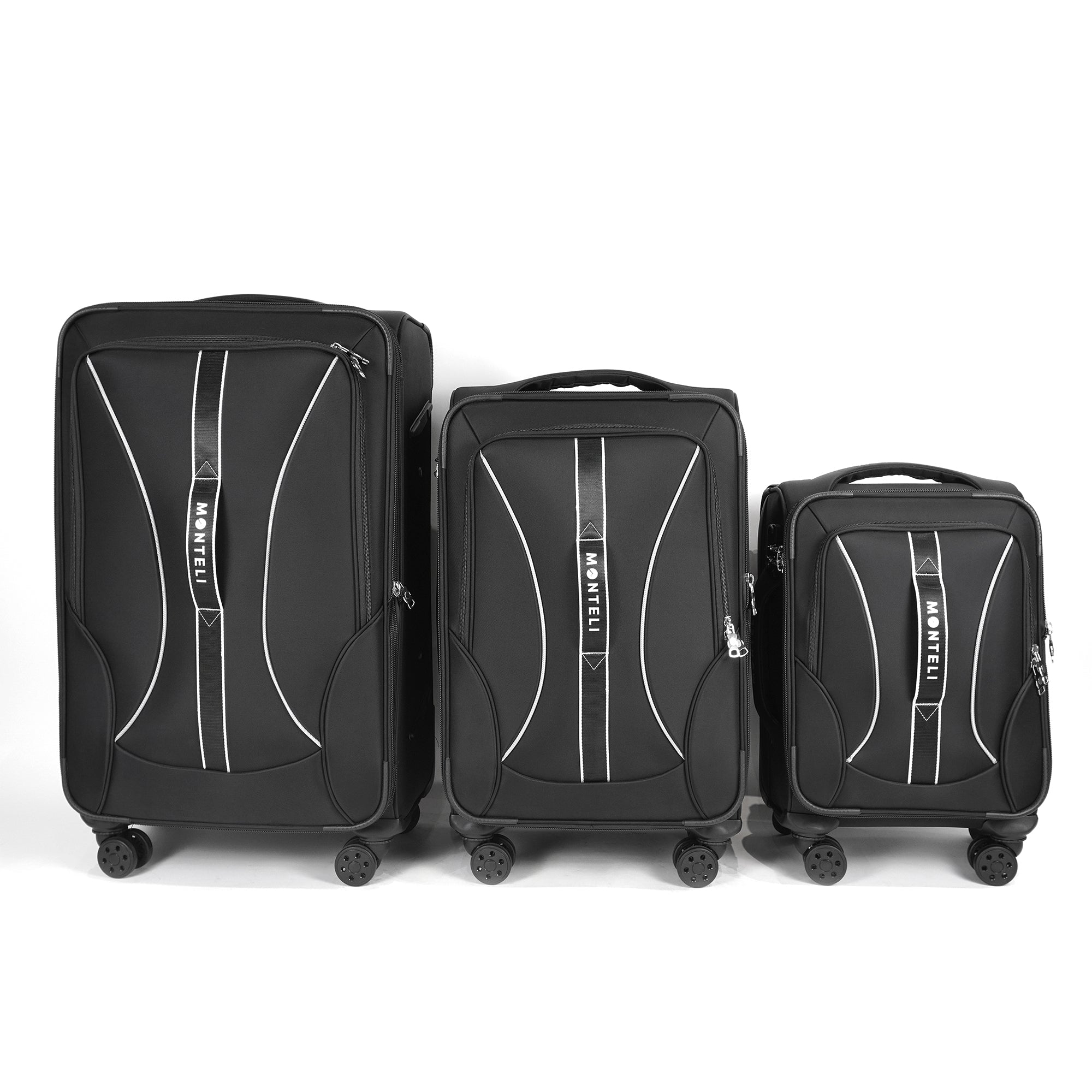SET DE 3 MALETAS DE TELA 20" 24" 28" CANDADO TSA - Monteli