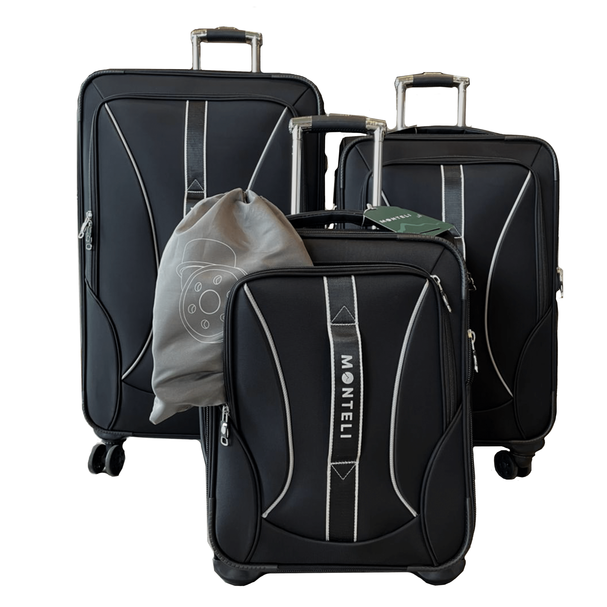 SET DE 3 MALETAS DE TELA 20" 24" 28" CANDADO TSA - Monteli