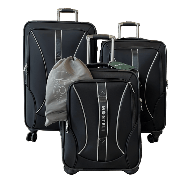 SET DE 3 MALETAS DE TELA 20" 24" 28" CANDADO TSA - Monteli
