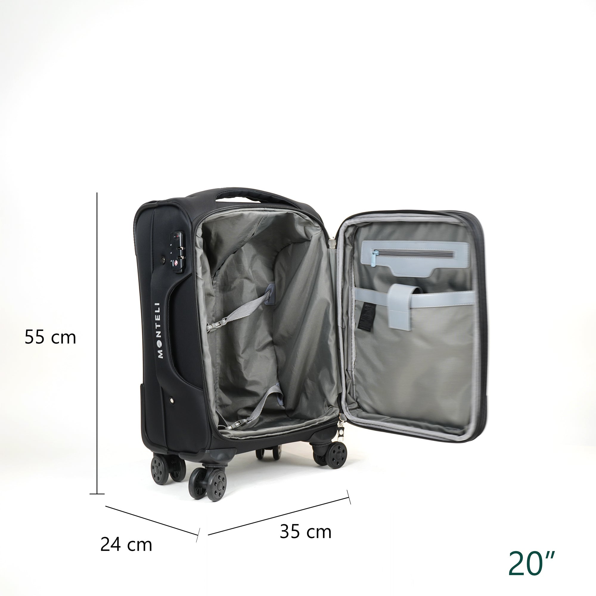 SET DE 3 MALETAS DE TELA 20" 24" 28" CANDADO TSA - Monteli