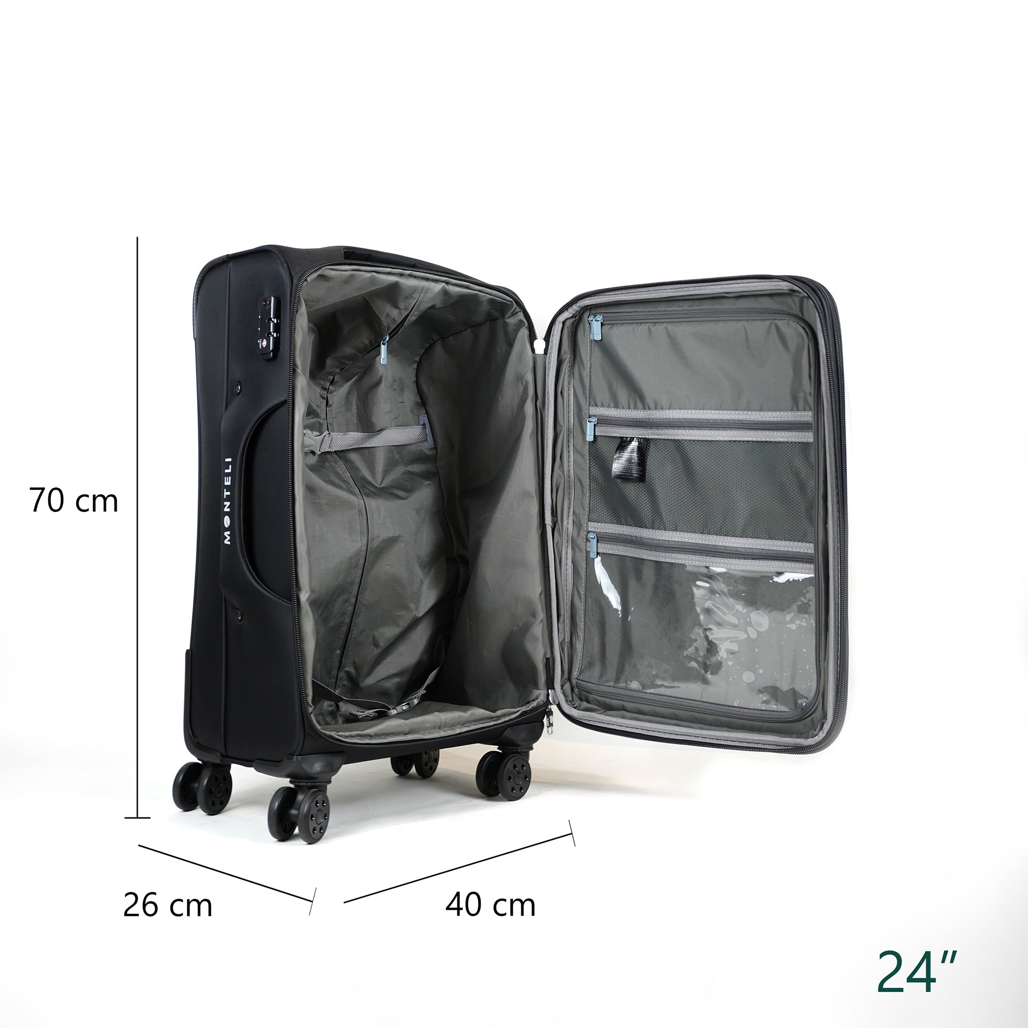 SET DE 3 MALETAS DE TELA 20" 24" 28" CANDADO TSA - Monteli